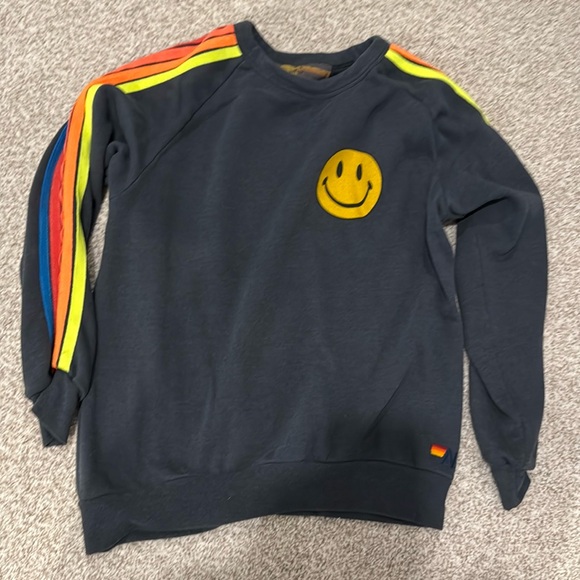 5 stripe Avaitor Nation size large crew sweatshirt with smiley face! - Picture 1 of 4